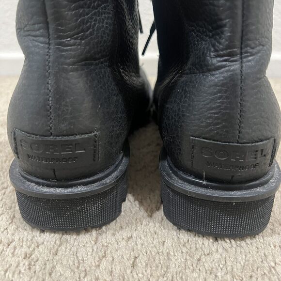 Sorel Phoenix Black Leather Shearling Sherpa Lined Boots Size 9.5 Outdoor - Picture 10 of 11